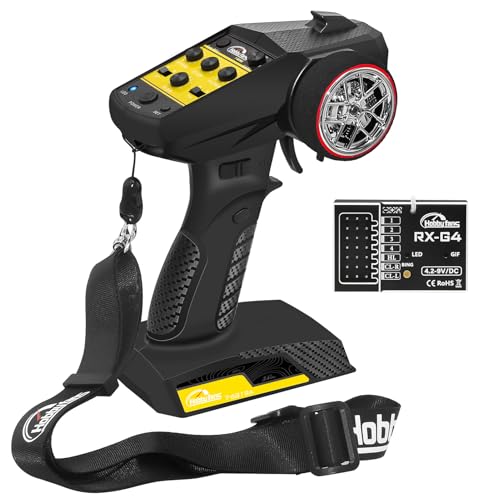 RC Radio System 4CH 2.4G RC Transmitter with Receiver Built-in Gyro and Lanyard Anti-Jamming Remote Controller for RC Car Crawler Boat (Black & Yellow) - color: Black & Yellow, With Gyro