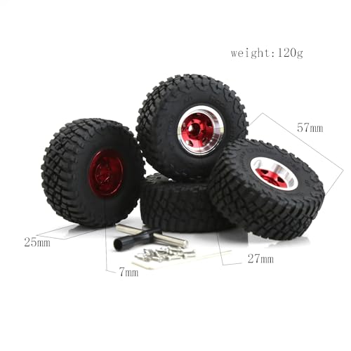 REDSPIDER 1.0 Tires Metal Wheel hub Set（4pcs）， 1.0 Crawler Tires for 1：24 1:18 RC Scale Rock Crawler Car SCX24 FMS FCX24 TRX4M Axial AX24 90081 Gladiator Bronco C10 (Green) - color: Green