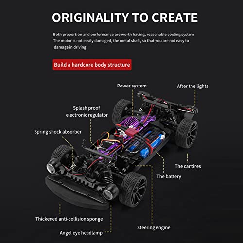 GoolRC RC Drift Car, 1:16 Scale Remote Control Car, 4WD 35KM/H High Speed Racing Car, 2.4GHz RC Drifting Car for Adults with Cool LED Lights, Extra Drift Tires and 2 Batteries (Red) - color: Red, size: 2 Batteries