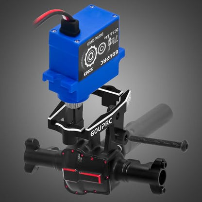 GOUPRC 7KG 2065 Digital Micro Servo Metal Steel Gear Servo with Mount and Servo Horn for 1/18 TRX4M Servo RC Car Upgrade Parts (Black) - color: Black
