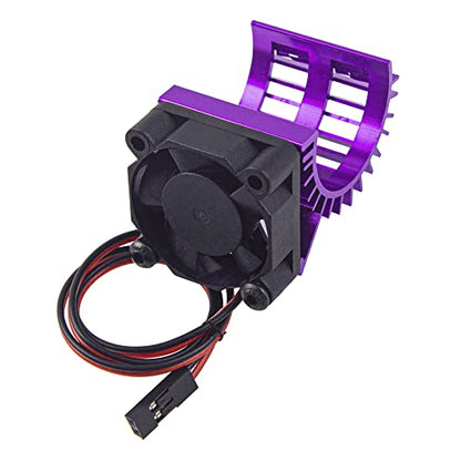 ShareGoo Aluminum 380 390 Motor Heatsink with Cooling Fan Electric Engine Heat Sink Compatible with HSP HPI Wltoys Himoto Redcat 1/16 1/18 RC Car (Purple) - style: Purple