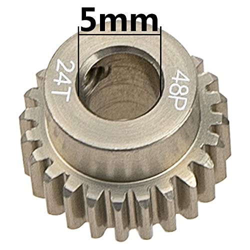 ShareGoo 7075 Aluminum Alloy 48DP 5mm Pinion Gear Sets 20T 21T 22T 23T 24T Motor Gears Fit 5mm Shaft Compatible with HPI Losi Axial Traxxas Tamiya 1/10 RC Car,5Pack