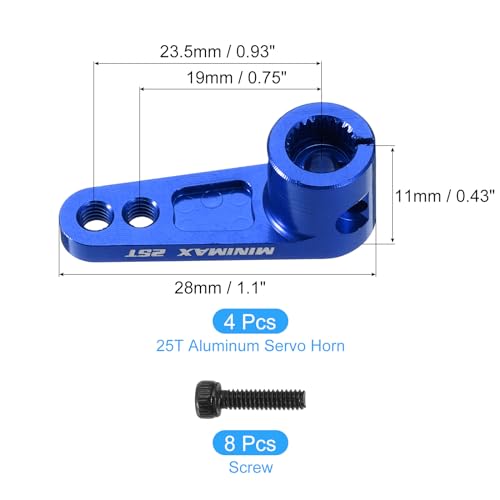 MECCANIXITY Aluminum Alloy 25T Steering Servo Arm Horn Dark Blue for 1/8 1/10 RC Car/Boat/Airplane Boat Accessories 4 Pcs - color: Dark Blue