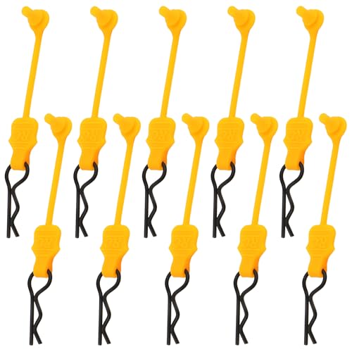 10 Pieces 1.2mm RC Body Shell Clips Pin with Pull Tabs Compatible with All 1/10 1/12 Scale Traxxas Arrma Redcat Axial Losi HSP HPI Kyosho RC Car Truck Crawler Body Shell Upgrades(Orange) - color: Orange