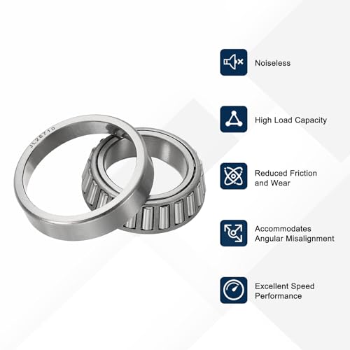 uxcell JL26749/10 Tapered Roller Bearing Cone and Cup Set, 1.24" Bore x 2.09" OD x 0.59" Width, Chrome Steel Taper Bearing Set, ABEC-3 - size: JL26749/10