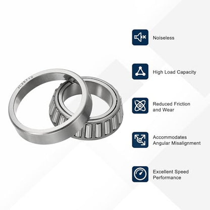 uxcell JL26749/10 Tapered Roller Bearing Cone and Cup Set, 1.24" Bore x 2.09" OD x 0.59" Width, Chrome Steel Taper Bearing Set, ABEC-3 - size: JL26749/10