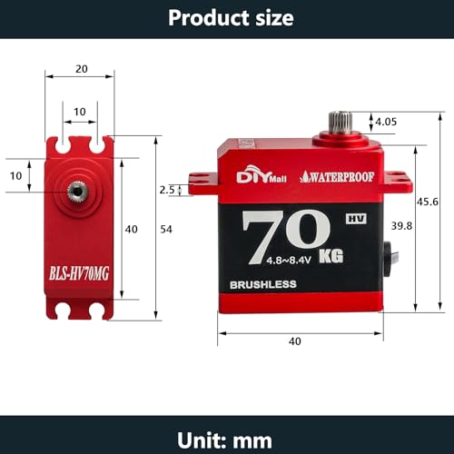 70kg Digital Servo Waterproof Brushless Motor Steel Gear Servo 180° | 25T Metal Horn, for 1/8 1/10 RC Car/Robot/Boat/Plane - style: 180 degree
