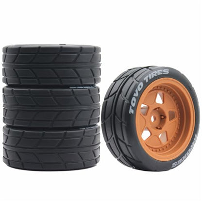 65mm 4PCS 1/10 RC On-Road tires and Hard Plastic wheels set Hex 12mm For WRC Drift Car Conversion 1/10 RC On-Road Car Traxxas Tamiya FW06 TT02 HPI HSP 94122 Kyosho%T068 (Brown) - color: Brown