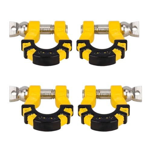 4Pcs Metal Tow Shackle Trailer Buckle for SCX10 TRX4 1/10 RC Crawler | Durable metal shackles, compatible with CC01 D90 D110 TF2. Perfect for tow hook upgrade,off-road crawler accessories.4-pack. - color: Yellow