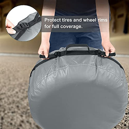Explore Land Tire Cover with Handle - Seasonal Spare Tire Bag, Heavy Duty Winter Wheel Storage Tote Against Dust and Scratches, 4 Pack (Fits Diameters 29''-31.75'', Charcoal) - size: L (Fits Tire Diameters 29''-31.75''), style: Tire Storage Bag-Charcoal