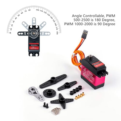 4PCS 40KG High Torque 6V Waterproof Digital Full Metal Stainless Steel Gear Motor Servo 25T Arm for DIY Anduino RC Cars Truck 180°