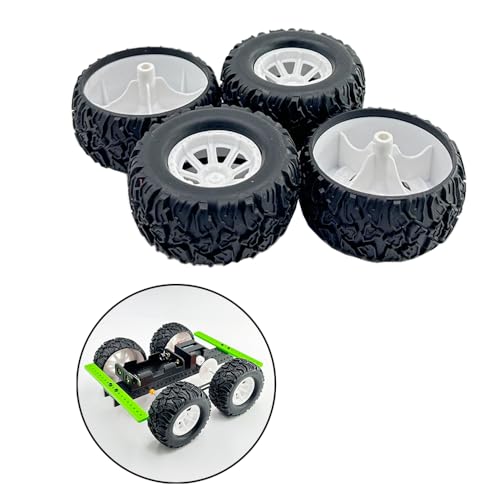 4PCS Toy Car Wheel 55mm Model Car Rubber Tire Wheel with Metal Shaft Axles for RC Car Truck DIY Model Toy Building Project (3x55mm) - style: 3x55mm