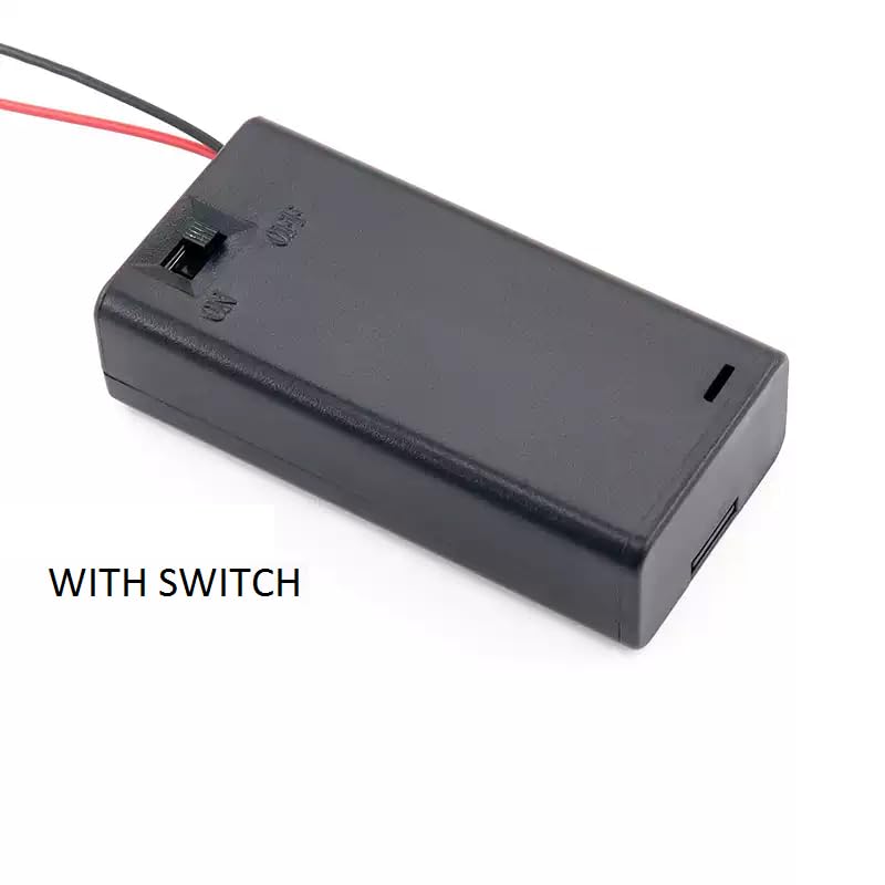 2Pcs Battery Holder with PH2.0 2Pin Connector On/Off Switch for 3V AA 2 Cell, 2 x 1.5V AA Battery Power Case Plastic Box with Cover Leads for RC Model (2AA Covered with ph2.0) - size: 2AA covered with ph2.0