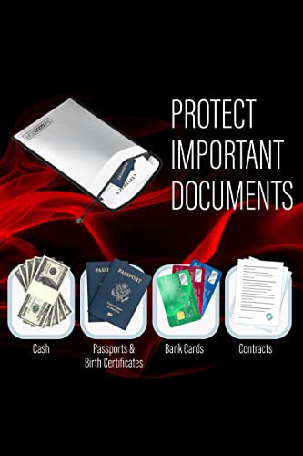 The Good Stuff Fireproof Document Bag Legal Size: 15" x 11" [2000°F Rated] Protect Birth Certificates, Contracts, Legal Papers, Cash, and Other Valuables - Water and Fire Resistant File Bags - style: Document Bag