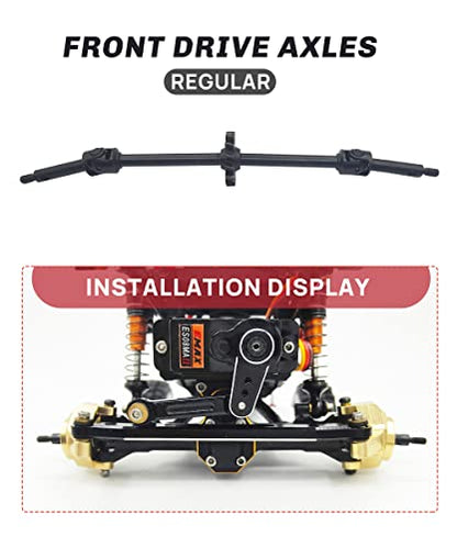 2Pcs Steel Front Axle Drive Shaft SCX24 CVD Set 1/24 Axial SCX24(Regular) | For C10/JLU/Bronco/Gladiator/Deadbolt RC Crawler Car,CNC Machined,High Strength,Non Destructive Installation - size: Regular