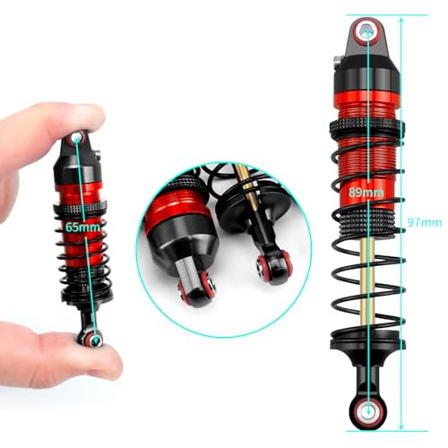 89mm Threaded Damper for Tra-xxas 1:16 Mini Maxx 4WD XRT VXL-3S | Monster Truck Upgrades Red Aluminum 7075 Alloy Adjustable Spring Shock Absorber - color: Red