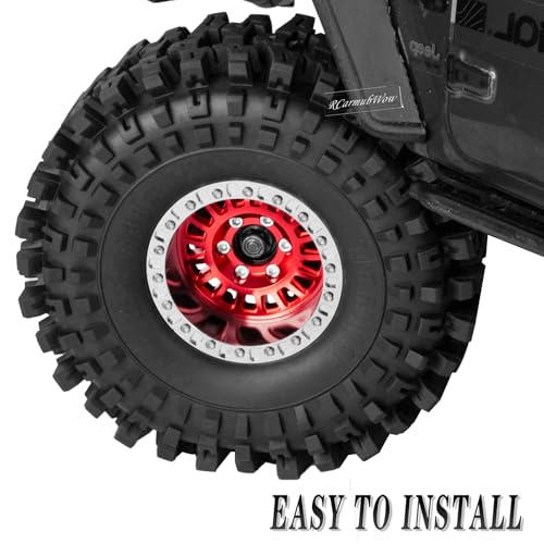 1.9" Beadlock rc Wheels and Tires for 1/10 RC Crawler TRX4 TRX6 SCX10 90046 AXI03007 VS4-10 Gen8 MST CFX D90,Aluminium 1.9 Beadlock Wheel 1.9 RC Tire,4pcs,Red - color: Red(4pcs)
