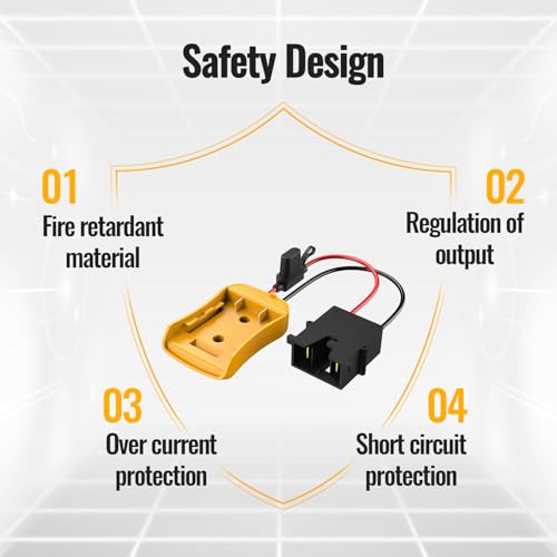 Kzreect for Power Wheel Battery Adapter Compatible with Dewalt 20V Battery | Connector Compatible with Fisher Price 12V Cars, 12AWG Wire, 40A Fuse Holder, Screw & Drywall Anchors, Easy to Secure - size: Compatible with Fisher-Price Connector