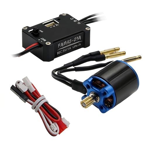 AMK SCX30 Brushless Motor ESC Combo, 1212 5000KV Outer Rotor Motor with 25A ESC, 2S LiPo Compatible System for Axial SCX30 1/30 RC Crawler, High Torque Smooth Low-Speed Control, Easy Installation