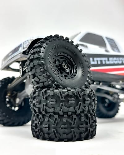 Little Guy Racing Parts Black Label M/T (63mm) 1.0 Inch Tires Compatible with 1/24 RC Axial SCX24, RGT, Element, Enduro, URUAV (4 Tires per Order), Black, 63mmx21mmR1 + Free LGRP Sticker