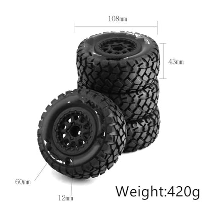 Compatible with Traxxas for Slash for HuanQi 10sc for HPI for HSP RC Car 4pcs 108mm 1/10 Short Course Truck Tire Wheel Tyre 12mm Hex RC Assortment
