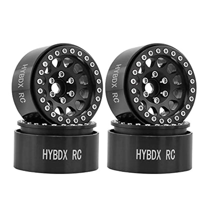 1.9 Inch Aluminum Alloy Beadlock Wheel Rim Hub 4pcs Suit for 1:10 RC Crawler Axial SCX10 SCX10 II TRX4 RC4WD D90. (Black) - color: Black