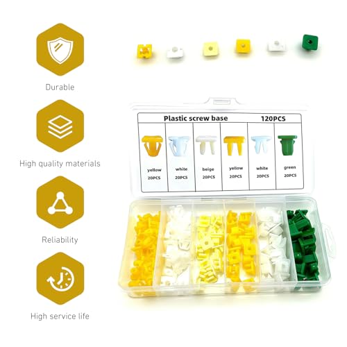 120 PCS Grommet Screw Nuts, Plastic License Plate Fasteners, Self-Tapping Screw Nuts Fasteners, Universal Auto Bumper Fender Retainer Kit for Most Cars (Multicolored)