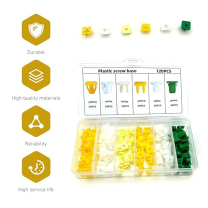 120 PCS Grommet Screw Nuts, Plastic License Plate Fasteners, Self-Tapping Screw Nuts Fasteners, Universal Auto Bumper Fender Retainer Kit for Most Cars (Multicolored)
