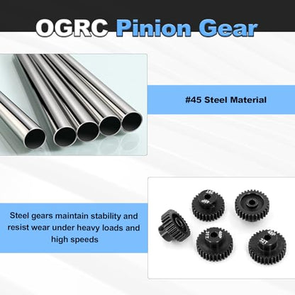 OGRC 48P 28T 29T 30T 31T 32T Pinion Gear for 1/10 RC Monster Truck Buggy | 0.8M, Hardened Steel, 3.175mm Shaft, for Arrma Traxxas Axial HSP Redcat Losi RC Car - size: 28T 29T 30T 31T 32T