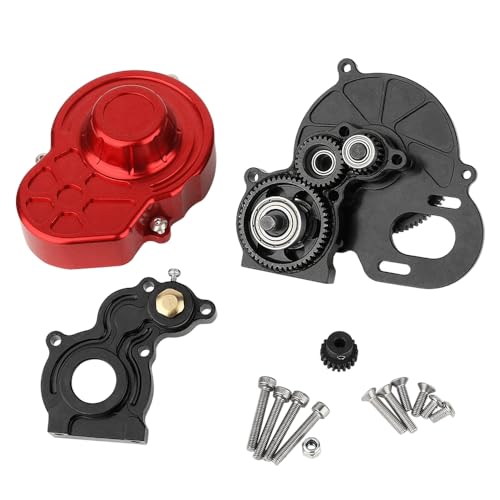 All Metal Complete Gearbox Transmission with Motor Gears for 313mm Wheelbase 1/10 RC Crawler Truck Axial SCX10 & SCX10 II DIY Upgrade Parts (red-Black) - color: Red-black
