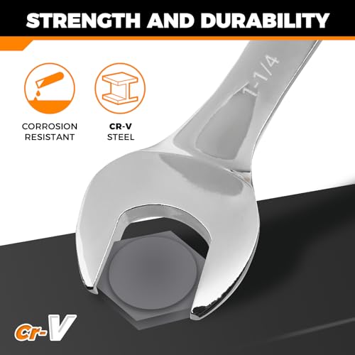 Der Erwachte 6-Piece SAE Wrench Set, Large Wrench Set | 15/16", 1", 1-1/16", 1-1/8", 1-3/16", 1-1/4", Long Big Open End Combination Wrench Set, 12-point, roll-up storage pouch - size: 6 Piece Sae 23.81-31.75mm
