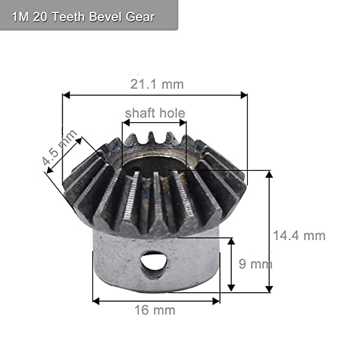 2 Pcs 1M 20 Teeth 5/6/8mm Shaft Hole Tapered Bevel Gear 1:1# 45 Steel 1 Module 90 Degree Steering Gear with M3 Fixing Hole (6 mm) - size: 6mm