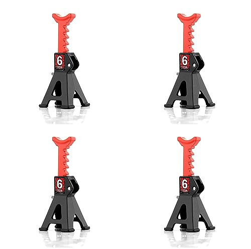 1/24 1/18 RC Toy Jack Stands, Black, 4 PCS | 6 Ton Metal Adjustable, Mini Jacks Stand, For Crawler Car, Compatible with Axial SCX24 Kyosho Tamiya HSP FCX24 TRX4M AX24 - color: Black