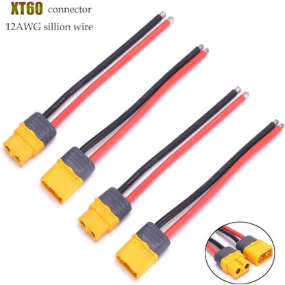 3 Pairs XT-60 XT60H Connector Plug Cable Male Female Connector Pigtail with 10cm 12AWG Silicone Wire Cable for RC Lipo Battery FPV Drone Car Boat - size: XT60H-10cm 12AWG
