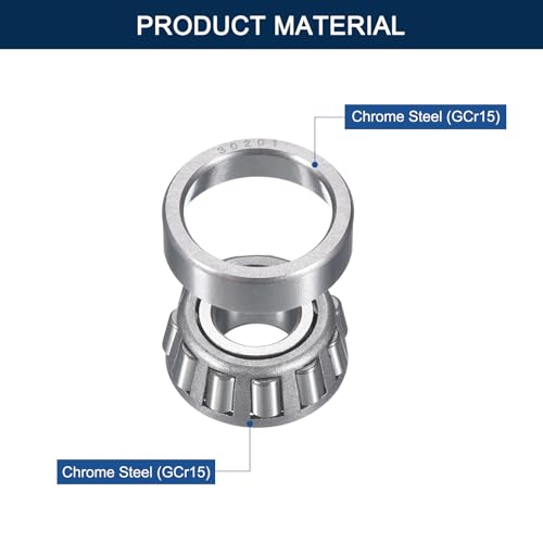 2 Pack 30201 Tapered Roller Bearing Cone and Cup Set | 12mm Bore 32mm OD 12mm Cup Width, Chrome Steel Wheel Bearings, ABEC-3 - size: 30201