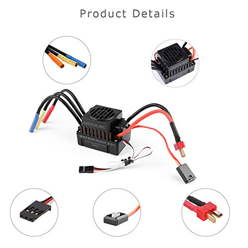 GoolRC Upgrade Waterproof 3650 3900KV Brushless Motor with 60A ESC Combo Set for 1/10 RC Car Truck