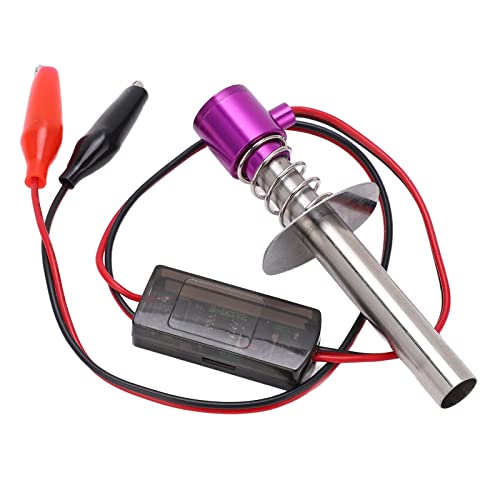 6-12V RC Car Igniter Kit with N4 Hot Glow Plug Gasket, RC Glow Plug Igniter for Methanol Engine, Electronic Glow Plug Starter for Aircraft Car Model, Compatible with HSP and Othe (Purple) - color: Purple