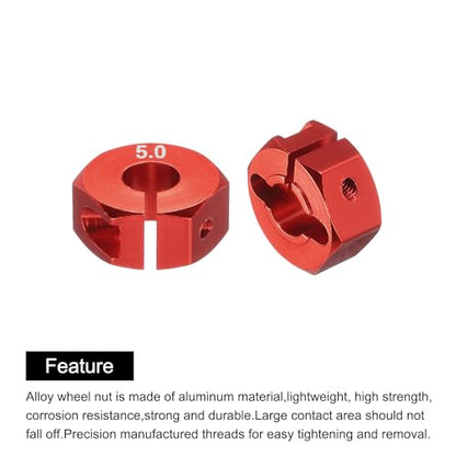 MECCANIXITY Aluminum 12mm Wheel Hex Hubs Drive Adapters Red 5mm Thickness with Screws and Pins for RC Car Upgrade Replacement Parts 4Pcs - color: Red, size: 5mm