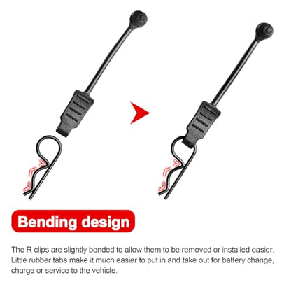 10PCS AllinRC 1/8 1/10 RC Body Clips w/Pull Tabs & 4mm Body Reamer for Traxxas Slash Arrma Kraton Notorious Redcat Losi HSP HPI Kyosho RC Car Truck Buggy RC Clips Upgrades (1.4mm Rod Black) - size: 1.4mm Rod Black