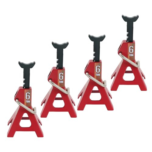 4 Pack 1/10 Remote Control Car Scale Metal Jack Stand Repair for Traxxas TRX4 Axial SCX10 1/10 RC Climbing Car,Note: for 1:10 RC Cars only, not for Real Cars(Red) - color: Red
