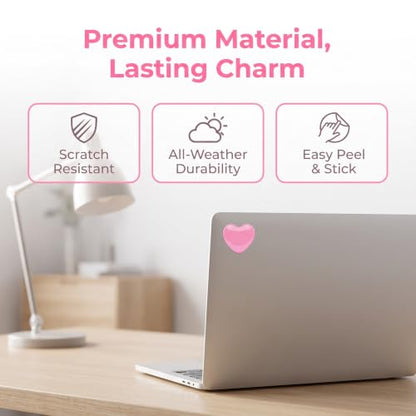 4PCS Pink Chrome Hearts Metal Car Emblem Stickers Self Adhesive Waterproof Car Stickers Car Accessories for Women Exterior Car Decor for Women Bumper Tailgate License Plate Decals
