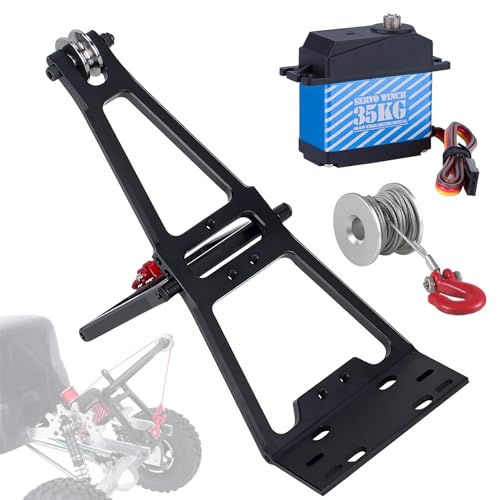 AMK 1/10 RC Crawler Tow Truck Accessory Kit, Truck Tow Truck Crane Arm Wrecker Servo Winch Kit, for 1/10 RC Crawler SCX10 TRX4 Capra LCG Chassis Upgrades Parts - color: Black