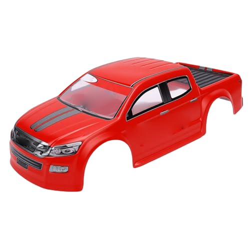 Vikye 1/10 RC Truck Body Shell, Lightweight Clear Pattern Replacement RC Car Shell with Precise Fit, for 26cm Wheelbase Remote Control Vehicles (Red) - color: Red