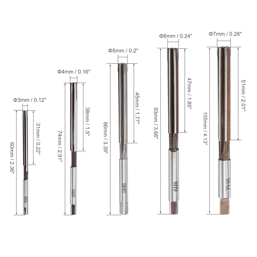 uxcell Hand Reamers Set H8 Accuracy Alloy Tool Steel 6 Flutes Straight Shank Milling Cutter Tool 10pcs (3mm, 4mm, 5mm, 6mm, 7mm, 8mm, 9mm, 10mm, 11mm, 12mm)