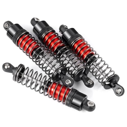 80mm Aluminum Shocks Threaded Tele Shock Absorber Damper Long Threaded Shock Absorber Oil Damper Compatible with TRX4 TRX6 Axial SCX10 D90 90046 1/10 RC Rock Crawler (Red-80MM) - color: Red-80MM