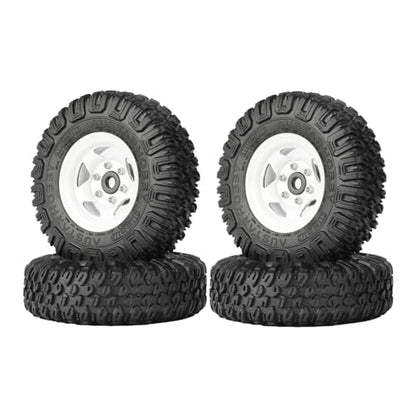 4PCS RC Car 1.55 Inch Tyres Aluminum Alloy Metal Beadlock Wheel Rim and Rubber Tires for 1/10 RC Crawler Car for Axial AX90069 D90 TF2 Tamiya CC01 LC70 MST JIMNY(85mm-5Spoke White) - color: 85mm-5Spoke White