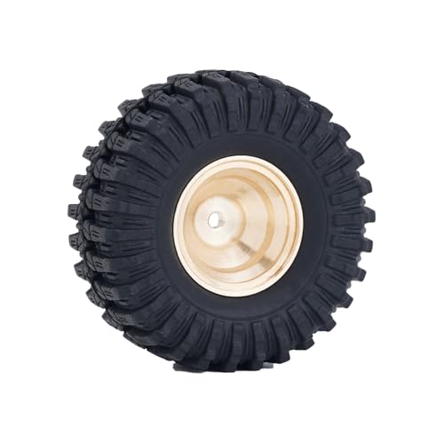 DJX 4PCS 17g Brass 0.7 inch Beadlock Wheels SCX30 Wheel Rim Hub for 1/30 Axial SCX30 RC Crawler Car Upgrades Parts (Gold) - color: Gold