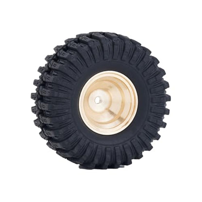 DJX 4PCS 17g Brass 0.7 inch Beadlock Wheels SCX30 Wheel Rim Hub for 1/30 Axial SCX30 RC Crawler Car Upgrades Parts (Gold) - color: Gold