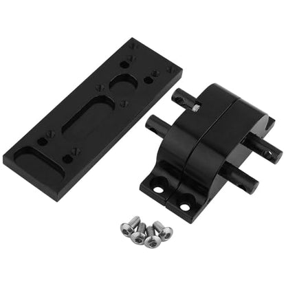 Metal Alloy Transfer Case Gearbox Transmission with Mount Plate for Axial SCX10 D90 1/10 RC Crawler 1/14 Tamiya Tractor Truck Upgrade Parts (Black) - color: Black