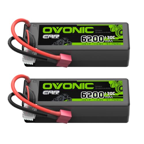 OVONIC 4S LiPo Battery 6200mAh 14.8V 130C RC Battery with Dean-Style T Connector